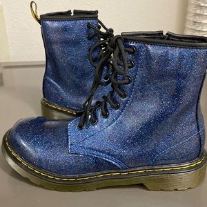 Dr. Martens blue glitter boots